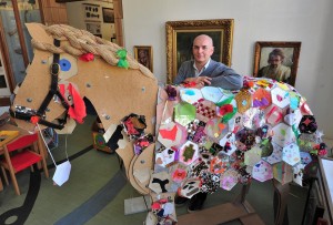 War Horse Joey decorated by children in the activity space 